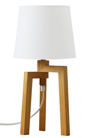 JY0062 14.5"H WOOD TRIPOD TABLE LAMP