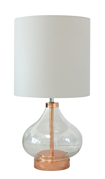 JY0083 17.5" GLASS AND METAL TABLE LAMP