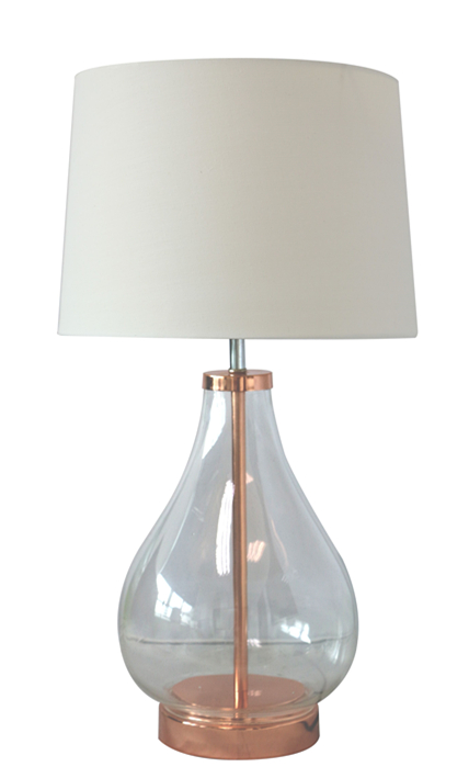 JY0084 21"H GLASS AND METAL TABLE LAMP